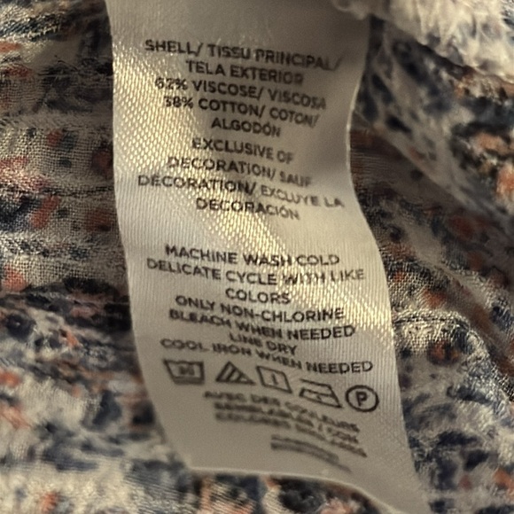 LOFT‎ smocked off the shoulder floral print crinkled fabric short sleeves too XL - Picture 7 of 7